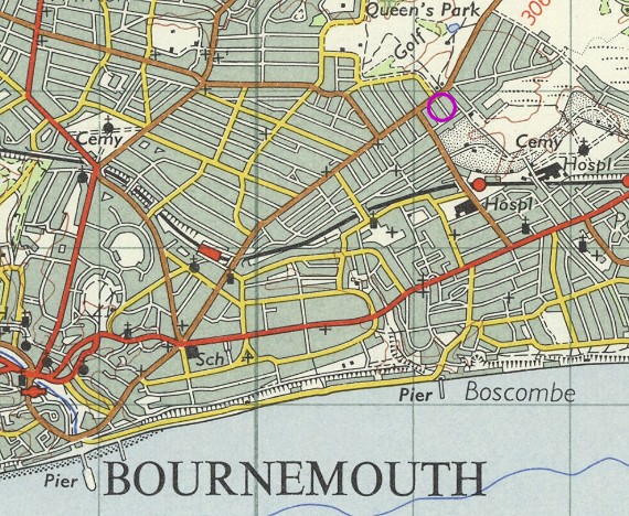 Map - Bournemouth, Hayes Avenue highlighted